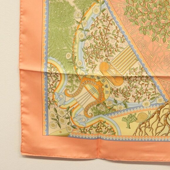 HERMES Carre 90 Scarf ""AXIS MUNDI"" Silk Orange Auth - Picture 9 of 16